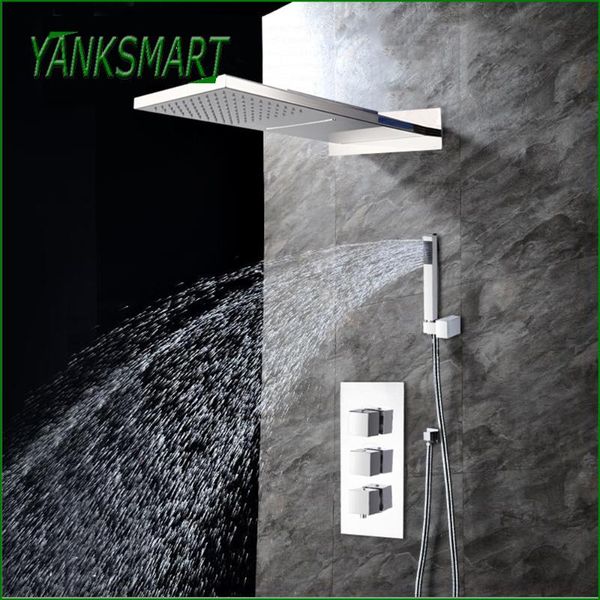 luxury rectangle wall mounted bathroom shower faucets set with handle rainfall head chrome polished mixer tap sets
luxury rectangle wall mounted bathroom shower faucets set with handle rainfall head chrome polished mixer tap sets