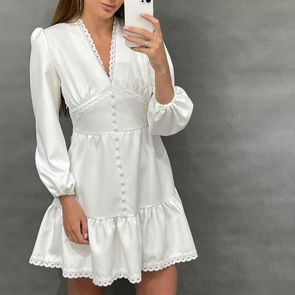 casual dresses cp patchwork mini lace women puff sleeve v neck dress elegant collected waisted female ladies, Black;gray
casual dresses cp patchwork mini lace women puff sleeve v neck dress elegant collected waisted female ladies, Black;gray