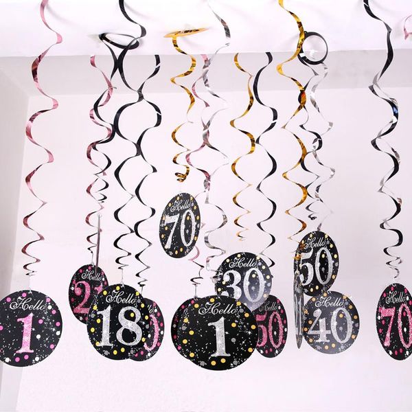 party decoration 6pcs pvc spiral happy birthday swirl 18 21 30 40 50 60 70 years old hanging ornaments decorations decor
party decoration 6pcs pvc spiral happy birthday swirl 18 21 30 40 50 60 70 years old hanging ornaments decorations decor