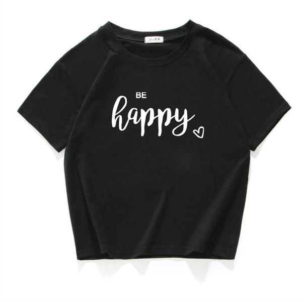 women's t-shirt be happy letter graphic print 100% cotton t shirt women summer o-neck for woman top, White
women's t-shirt be happy letter graphic print 100% cotton t shirt women summer o-neck for woman top, White