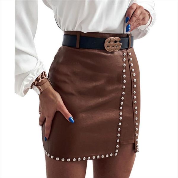 spring autumn rivet decor women skirt zipper pu leather pencil high waist mini bodycon office lady brown black
spring autumn rivet decor women skirt zipper pu leather pencil high waist mini bodycon office lady brown black
