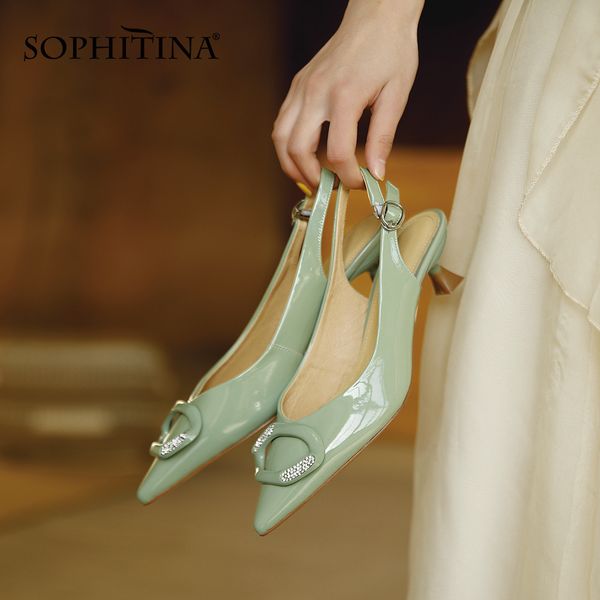 sophitina pumps shoes women heels stylish slingback mid genuine leather sweet style pointed toe spring autumn pump fo103 210513, Black
sophitina pumps shoes women heels stylish slingback mid genuine leather sweet style pointed toe spring autumn pump fo103 210513, Black