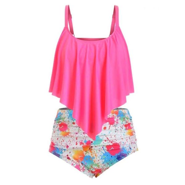 women's swimwear bikini 2021 mujer push up women high waist sets plus size ruffle tankini swimsuit halter two piece set, White;black
women's swimwear bikini 2021 mujer push up women high waist sets plus size ruffle tankini swimsuit halter two piece set, White;black