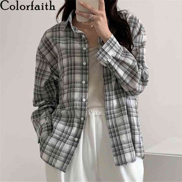 women spring autumn blouses shirts vintage oversized checkered plaid korean style wild ladies bl392 210427, White
women spring autumn blouses shirts vintage oversized checkered plaid korean style wild ladies bl392 210427, White