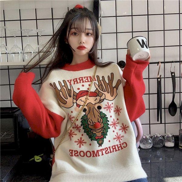 women's sweaters christmas women sweater pullover knitted elk print retro loose jumper outerwear autumn winter 2021 lazy stitch warm to, White;black
women's sweaters christmas women sweater pullover knitted elk print retro loose jumper outerwear autumn winter 2021 lazy stitch warm to, White;black
