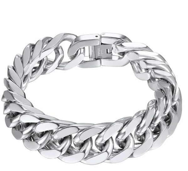 link, chain 15mm 9 inch stainless steel franco bracelet for mens women trendy chunky bracelets link classic jewelry, Black
link, chain 15mm 9 inch stainless steel franco bracelet for mens women trendy chunky bracelets link classic jewelry, Black