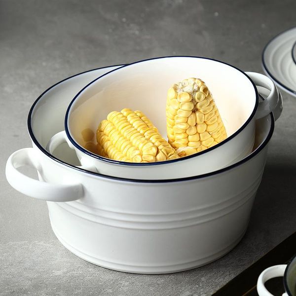 bowls white ceramic simple double-ear salad bowl soup cereal dessert breakfast oatmeal tableware
bowls white ceramic simple double-ear salad bowl soup cereal dessert breakfast oatmeal tableware