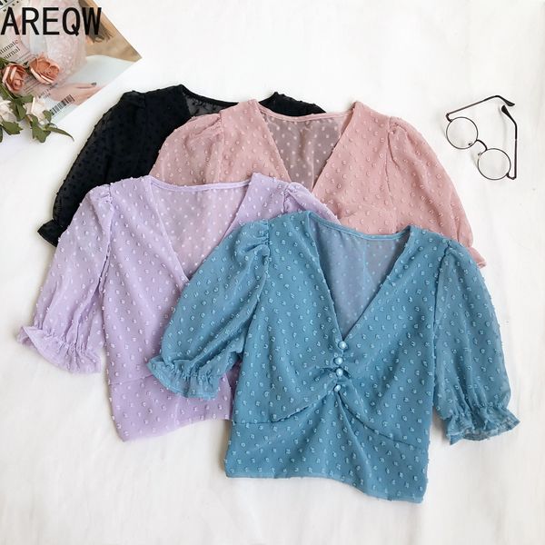summer korean version of the sweet v-neck pleated slim puff sleeve short chiffon shirt women 210507, White
summer korean version of the sweet v-neck pleated slim puff sleeve short chiffon shirt women 210507, White