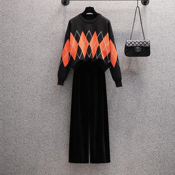women's two piece pants lattice print sweater 2 sets woman's o-neck knitted pullover + wide leg capris thick warm tracksuits elega, White
women's two piece pants lattice print sweater 2 sets woman's o-neck knitted pullover + wide leg capris thick warm tracksuits elega, White