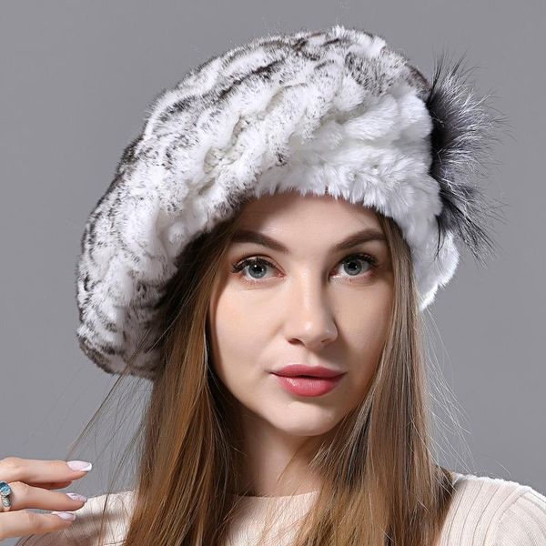 berets women's natural rex fur hats knitted ladies winter warm 100% real, Blue;gray 
berets women's natural rex fur hats knitted ladies winter warm 100% real, Blue;gray