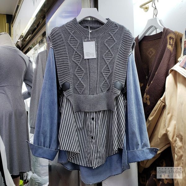 sweaters Vintage denim slivers mesh jumpers Korean styler oversized with sweater belts t075, White;black
sweaters Vintage denim slivers mesh jumpers Korean styler oversized with sweater belts t075, White;black