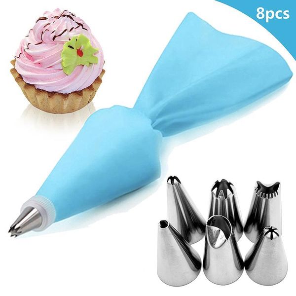 8pcs/bag silicone icing piping cream pastry bag + 6 stainless steel cake nozzle diy decorating tips fondant tools baking &
8pcs/bag silicone icing piping cream pastry bag + 6 stainless steel cake nozzle diy decorating tips fondant tools baking &