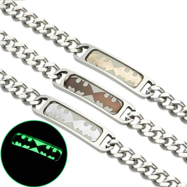 link, chain fashion creative titanium steel jewelry luminous bat bracelet halloween fluorescent men and women gift, Black
link, chain fashion creative titanium steel jewelry luminous bat bracelet halloween fluorescent men and women gift, Black