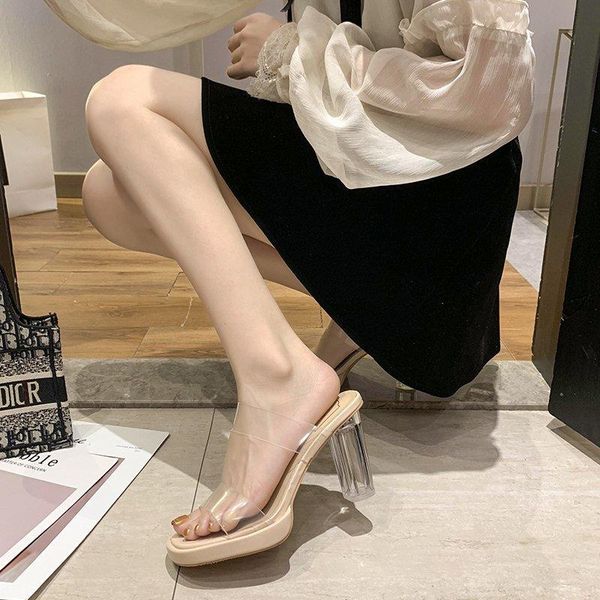 fashion pvc transparent slippers open toe heel women high crystal women's shoes size 35-42, Black
fashion pvc transparent slippers open toe heel women high crystal women's shoes size 35-42, Black