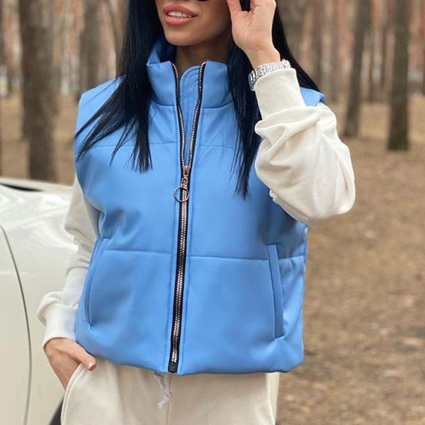 women's vests agong solid stand collar women fashion zipper pockets coats elegant simple pu leather cotton female ladies, Black;white
women's vests agong solid stand collar women fashion zipper pockets coats elegant simple pu leather cotton female ladies, Black;white