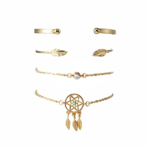 link, chain fashion arrow leaf bracelet combination four-piece set for women jewelry gift mujer pulseras #4j06, Black
link, chain fashion arrow leaf bracelet combination four-piece set for women jewelry gift mujer pulseras #4j06, Black