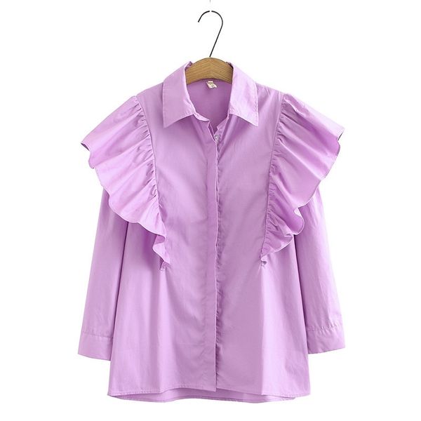 hsa women summer poplin blouses elegant long-sleeve turn-dowm collar shirt solid color button chic flounce blouse 210417, White
hsa women summer poplin blouses elegant long-sleeve turn-dowm collar shirt solid color button chic flounce blouse 210417, White