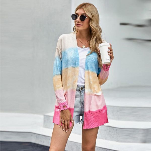 women's sweaters fashion knitted sweater tie dye multi color long sleeve midi coat street wear sweet lady 2021 autumn mid-length cardig, White;black
women's sweaters fashion knitted sweater tie dye multi color long sleeve midi coat street wear sweet lady 2021 autumn mid-length cardig, White;black