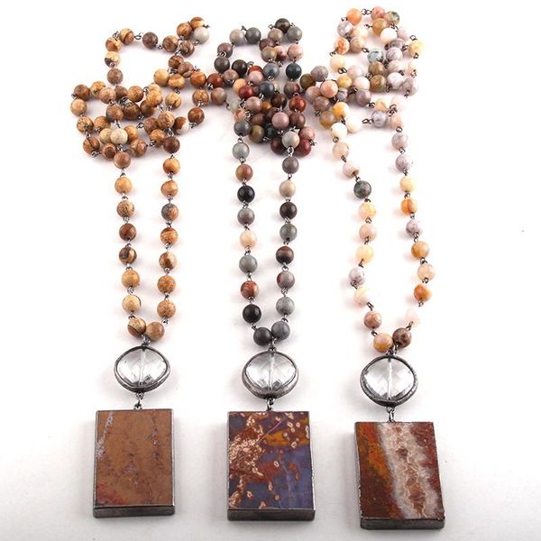 pendant necklaces fashion bohemian tribal jewelry natural stone rosary chain rectangle ag for women beads necklace, Silver
pendant necklaces fashion bohemian tribal jewelry natural stone rosary chain rectangle ag for women beads necklace, Silver