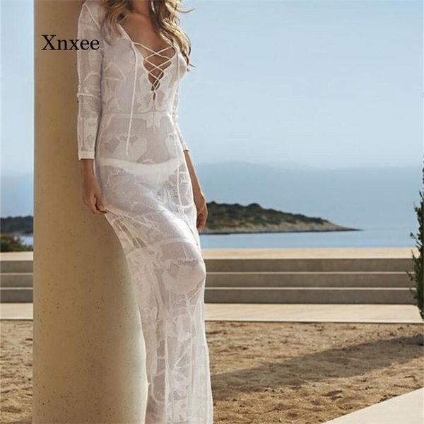 women's swimwear lace up beach cover high split crochet women perspective rash guard kaftan wrap dress robe dresses, White;black
women's swimwear lace up beach cover high split crochet women perspective rash guard kaftan wrap dress robe dresses, White;black