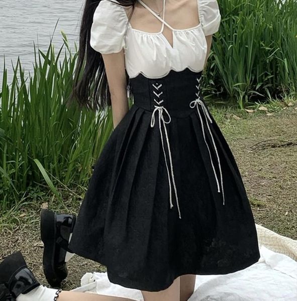 casual dresses summer gothic black dress patchwork cross square collar kawaii lace ruffles short sleeve women, Black;gray
casual dresses summer gothic black dress patchwork cross square collar kawaii lace ruffles short sleeve women, Black;gray