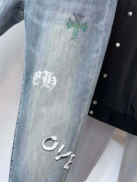 better 21 summer tide crosin cross horseshoe sanskrit diamond print men's wash feet casual jeans, Blue
better 21 summer tide crosin cross horseshoe sanskrit diamond print men's wash feet casual jeans, Blue