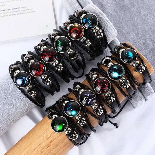bangle trendy zodiac signs button leather bracelet 12 constellations jewelry for birthday, Black
bangle trendy zodiac signs button leather bracelet 12 constellations jewelry for birthday, Black