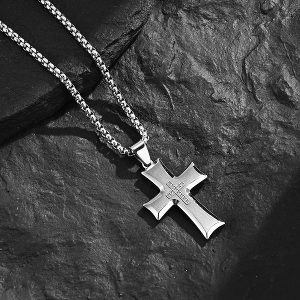 pendant necklaces european and american fashion atmosphere punk style titanium steel diagonal cross men's necklace, Silver
pendant necklaces european and american fashion atmosphere punk style titanium steel diagonal cross men's necklace, Silver