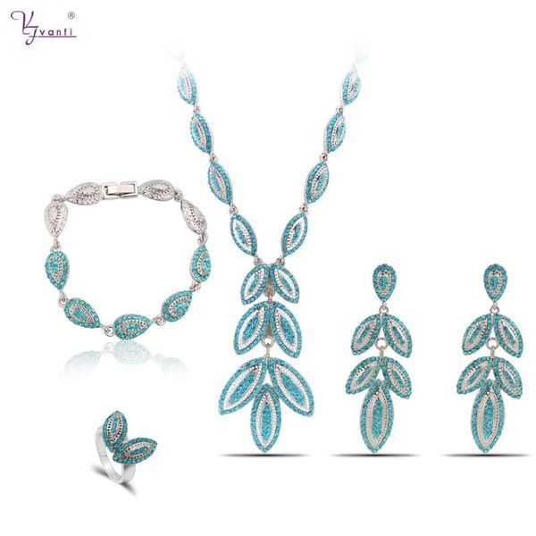 earrings & necklace kfvanfi luxury trendy leaf gold silver color blue rhinestones drop bracelet ring party women jewelry sets
earrings & necklace kfvanfi luxury trendy leaf gold silver color blue rhinestones drop bracelet ring party women jewelry sets