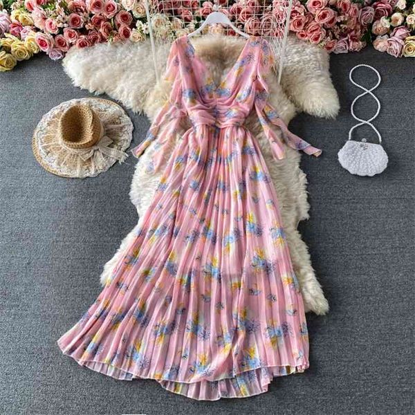 korean style temperament waist was thin maxi vestidos female v-neck lotus leaf sleeve floral pleated chiffon dress gk474 210506, Black;gray
korean style temperament waist was thin maxi vestidos female v-neck lotus leaf sleeve floral pleated chiffon dress gk474 210506, Black;gray