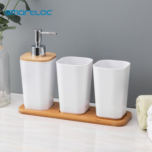 bath accessory set smartloc 2pcs/3pcs plastic bathroom accessories with bamboo tray tumbler soap dispenser lotion bottle toothbrush holder
bath accessory set smartloc 2pcs/3pcs plastic bathroom accessories with bamboo tray tumbler soap dispenser lotion bottle toothbrush holder