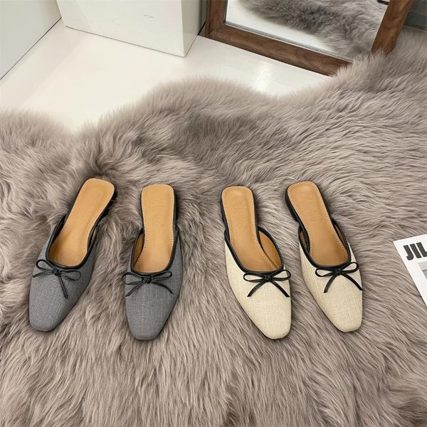 slippers bailamos women muller shoes sandals solid color low heel flat casual slides square toe butterfly-knot, Black
slippers bailamos women muller shoes sandals solid color low heel flat casual slides square toe butterfly-knot, Black