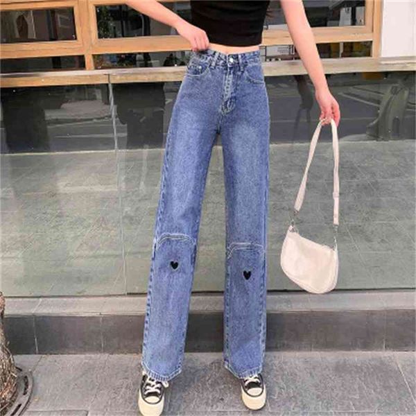 2021 new love embroidery jeans women's korean high waist loose wide leg straight tube show thin versatile long pants, White;black
2021 new love embroidery jeans women's korean high waist loose wide leg straight tube show thin versatile long pants, White;black