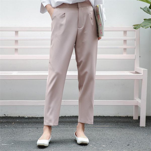 pink high waist plus casual loose solid straight brief all match gentle fashion chic women ankle length pants 210421, Black;white
pink high waist plus casual loose solid straight brief all match gentle fashion chic women ankle length pants 210421, Black;white