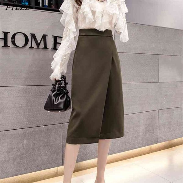 high waist women split midi skirt spring summer office lady black green skirts slim fit ins female medium 210430
high waist women split midi skirt spring summer office lady black green skirts slim fit ins female medium 210430