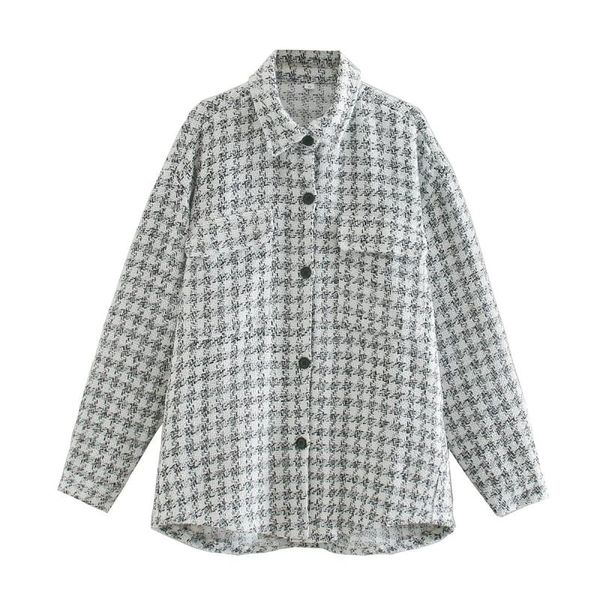 women's jackets 2021 oversized textured tweed jacket women plaid coat fashion pockets lapel collar shirt casual outwear, Black;brown
women's jackets 2021 oversized textured tweed jacket women plaid coat fashion pockets lapel collar shirt casual outwear, Black;brown