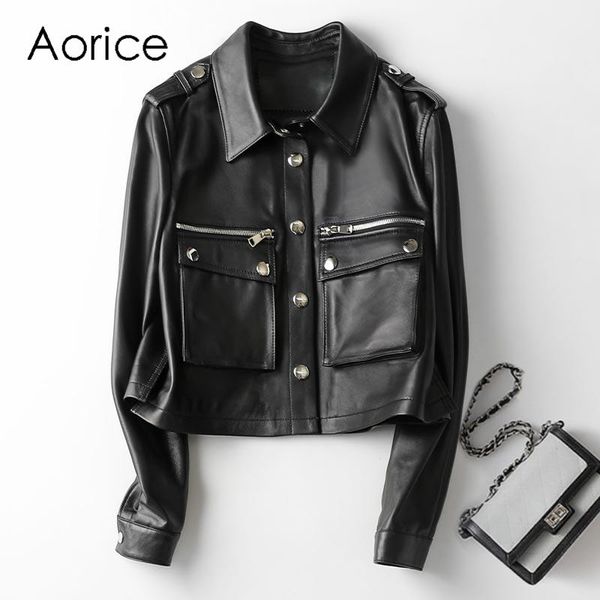 women's leather & faux aorice women real jacket coat female genuine sheep skin jackets coats a10879, Black
women's leather & faux aorice women real jacket coat female genuine sheep skin jackets coats a10879, Black