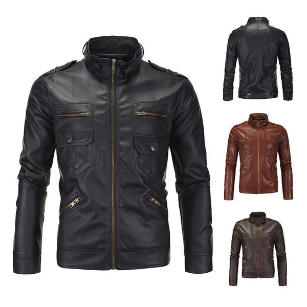 men's fur & faux 2021 men pu fall winter thin coats biker punk motorcycle male retro jacket stand pockets vintage mens leather jackets, Black
men's fur & faux 2021 men pu fall winter thin coats biker punk motorcycle male retro jacket stand pockets vintage mens leather jackets, Black