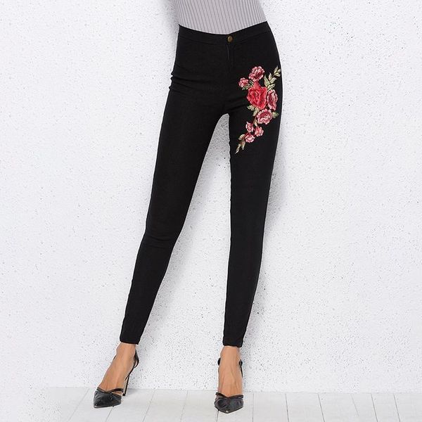 women's pants & capris 1pc women stretch fabric high waist skinny embroidery without ripped woman floral trousers pencil, Black;white
women's pants & capris 1pc women stretch fabric high waist skinny embroidery without ripped woman floral trousers pencil, Black;white
