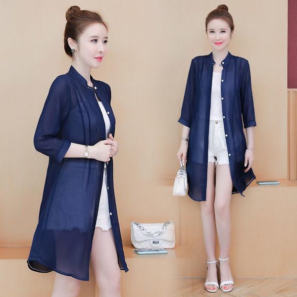 women's blouses & shirts 2021 summer thin chiffon blouse women sun protection shirt female loose plus size kimono cardigan boho solid c, White
women's blouses & shirts 2021 summer thin chiffon blouse women sun protection shirt female loose plus size kimono cardigan boho solid c, White