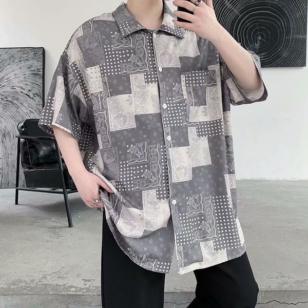 boutique fashion shirt cashew short sleeve men's street bf lazy half, White;black
boutique fashion shirt cashew short sleeve men's street bf lazy half, White;black