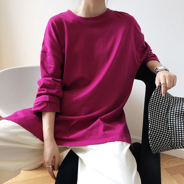 women's t-shirt autumn casual tshirt solid long sleeve o-neck cotton split hem loose pullovers femme streetwear slh6, White
women's t-shirt autumn casual tshirt solid long sleeve o-neck cotton split hem loose pullovers femme streetwear slh6, White