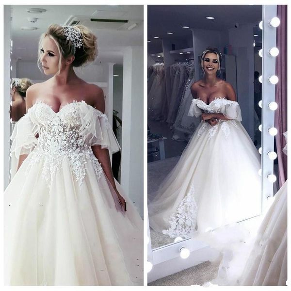 romantic modest a-line wedding dresses sweetheart lace appliques wedding dress bridal gowns lace vestidos de noiva marriage, White
romantic modest a-line wedding dresses sweetheart lace appliques wedding dress bridal gowns lace vestidos de noiva marriage, White