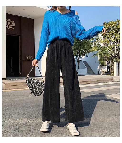 spring autumn corduroy pants womens solid loose female trousers elastic waist comfortable casual straight wide leg women's & capris, Black;white
spring autumn corduroy pants womens solid loose female trousers elastic waist comfortable casual straight wide leg women's & capris, Black;white