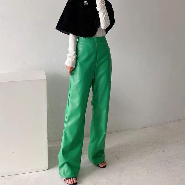 women's pants & capris za for women 2021 fashion green faux leather wide leg pant vintage high waist side zipper female loose trousers, Black;white
women's pants & capris za for women 2021 fashion green faux leather wide leg pant vintage high waist side zipper female loose trousers, Black;white