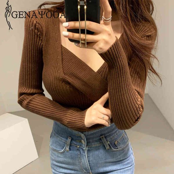 genayooa winter ribbed for long sleeve pullovers criss cross slim knit sweater women jumpers 210417, White;black
genayooa winter ribbed for long sleeve pullovers criss cross slim knit sweater women jumpers 210417, White;black