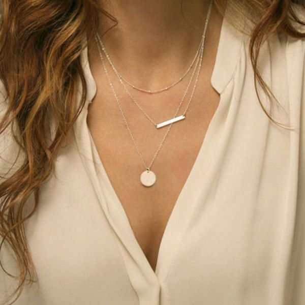 pendant necklaces copper bead chain necklace 2021 sequined metal strip multilayer chains for women collier jewelry accessories gift, Silver
pendant necklaces copper bead chain necklace 2021 sequined metal strip multilayer chains for women collier jewelry accessories gift, Silver