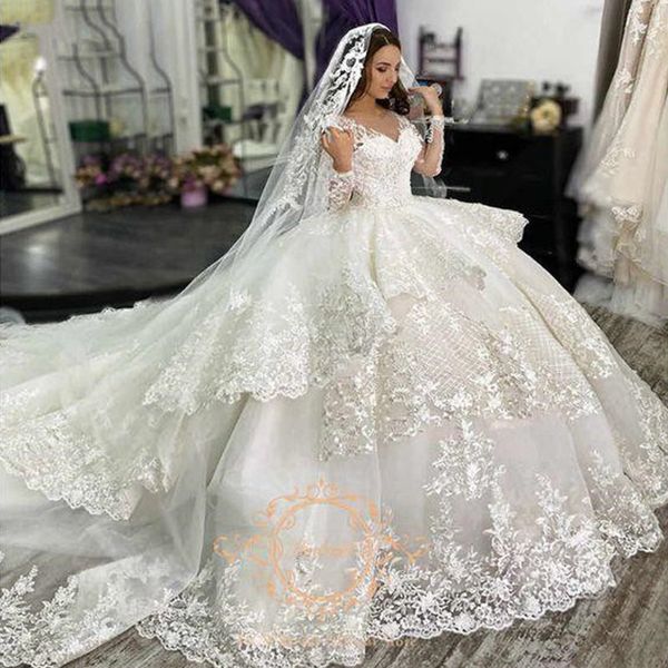 plus size sweetheart neck lace beaded wedding growns long sleeves robe de mariee custom made, White
plus size sweetheart neck lace beaded wedding growns long sleeves robe de mariee custom made, White
