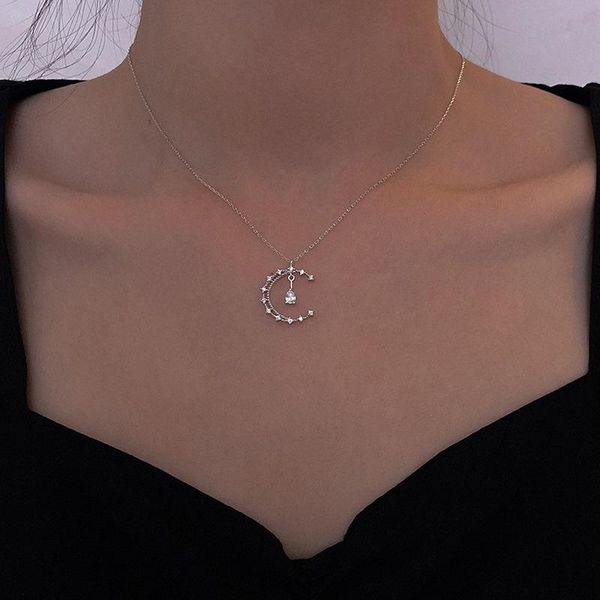 pendant necklaces moon water drop for women hollow crescent shiny zircon clavicle chain trendy light luxury female party jewelry, Silver
pendant necklaces moon water drop for women hollow crescent shiny zircon clavicle chain trendy light luxury female party jewelry, Silver