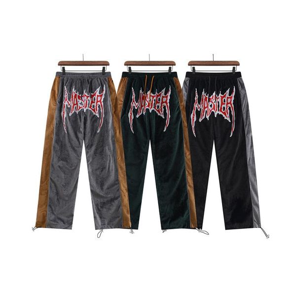 men's pants spring and autumn casual street trend embroidery loose straight color matching exercise, Black
men's pants spring and autumn casual street trend embroidery loose straight color matching exercise, Black
